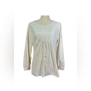 Lemon Grass Studio Off-White Blouse Women’s Size Medium Faux Suede
